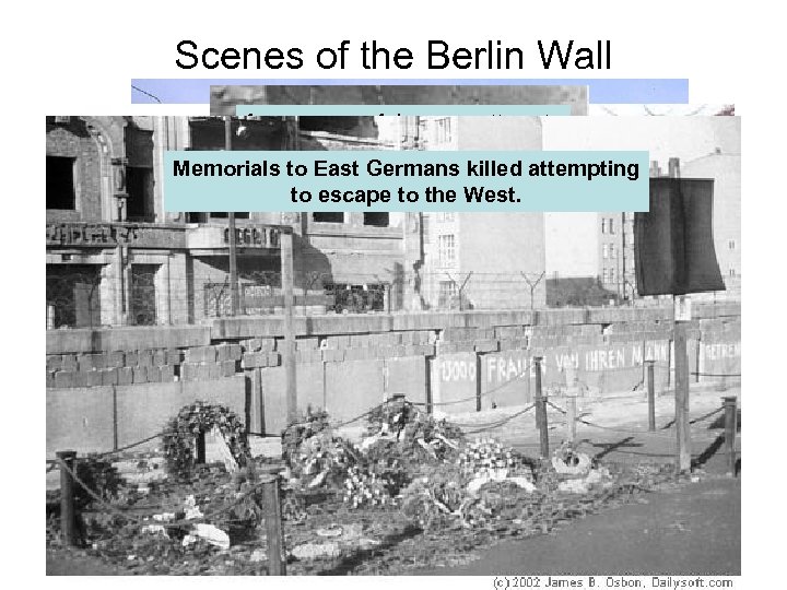 Scenes of the Berlin Wall An unsuccessful escape attempt On the left – No