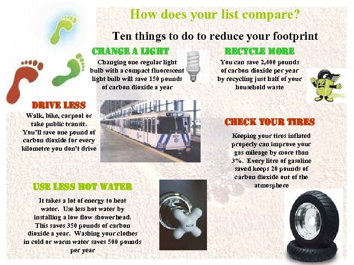 How does your list compare? Ten things to do to reduce your footprint change