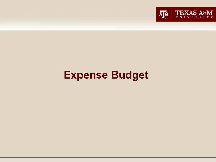 Expense Budget 