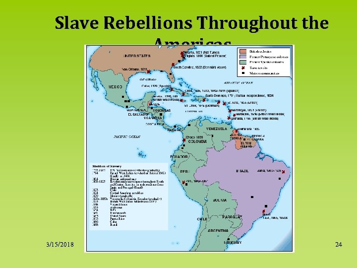 Slave Rebellions Throughout the Americas 3/15/2018 24 