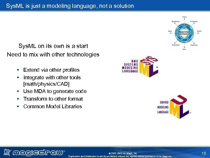 Sys. ML is just a modeling language, not a solution Sys. ML on its
