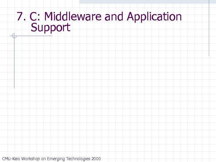 7. C: Middleware and Application Support CMU-Keio Workshop on Emerging Technologies 2000 