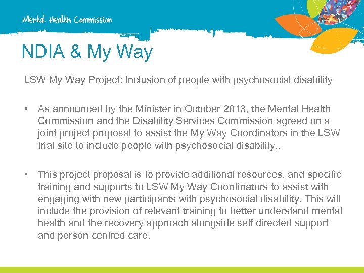 NDIA & My Way LSW My Way Project: Inclusion of people with psychosocial disability