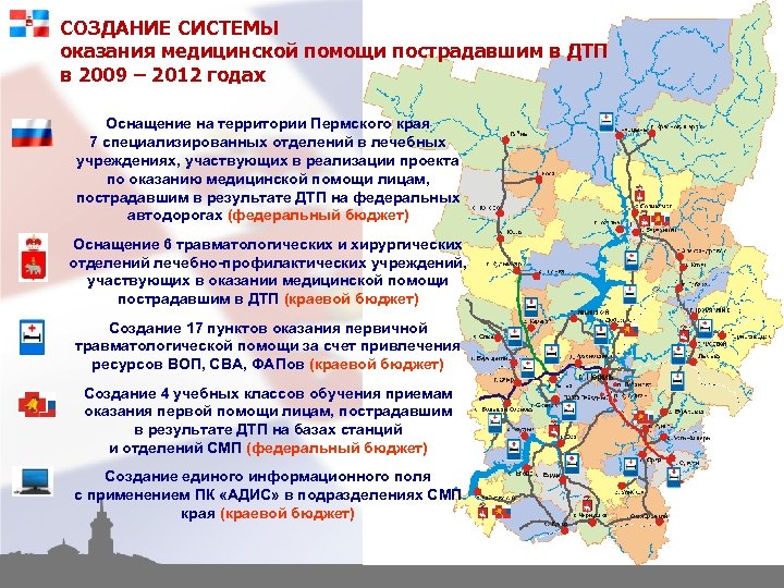 СОЗДАНИЕ СИСТЕМЫ оказания медицинской помощи пострадавшим в ДТП в 2009 – 2012 годах Оснащение