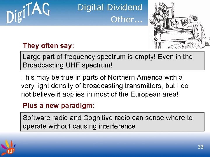 Digital Dividend Other… They often say: Large part of frequency spectrum is empty! Even