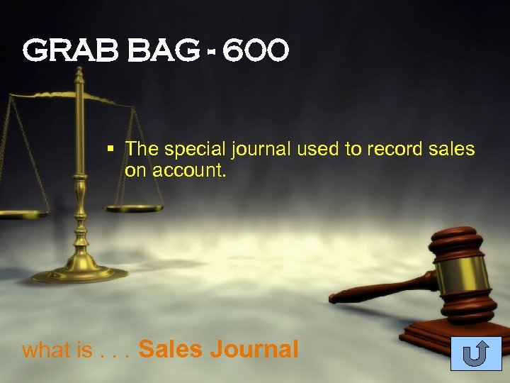 GRAB BAG - 600 § The special journal used to record sales on account.