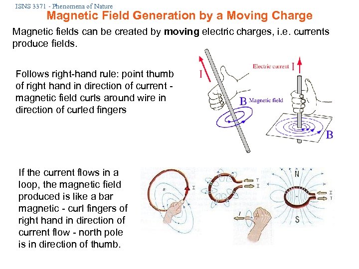 ISNS 3371 - Phenomena of Nature Magnetic Field Generation by a Moving Charge Magnetic