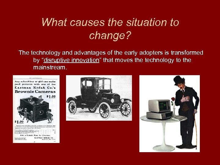 What causes the situation to change? The technology and advantages of the early adopters