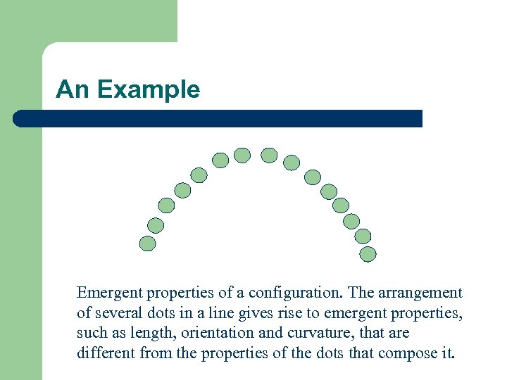 An Example Emergent properties of a configuration. The arrangement of several dots in a