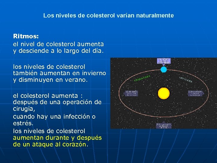 Los niveles de colesterol varían naturalmente Ritmos: el nivel de colesterol aumenta y desciende