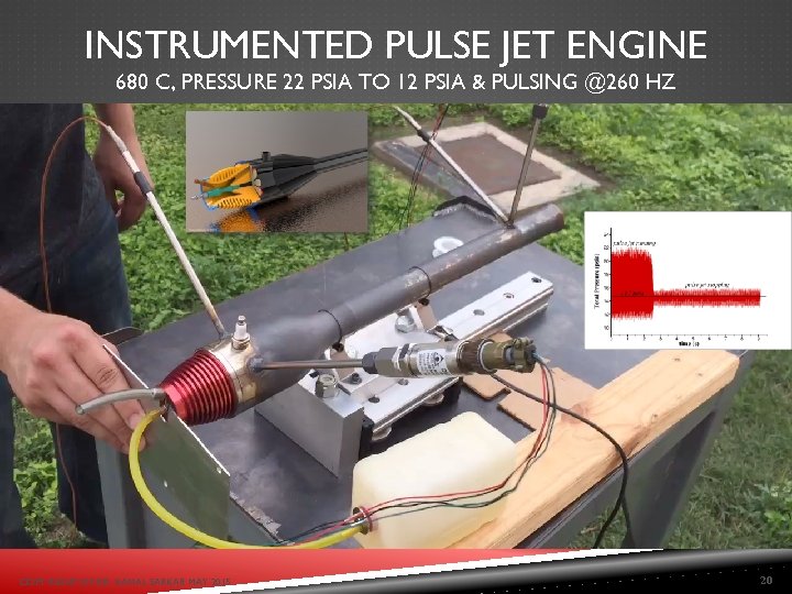 INSTRUMENTED PULSE JET ENGINE 680 C, PRESSURE 22 PSIA TO 12 PSIA & PULSING