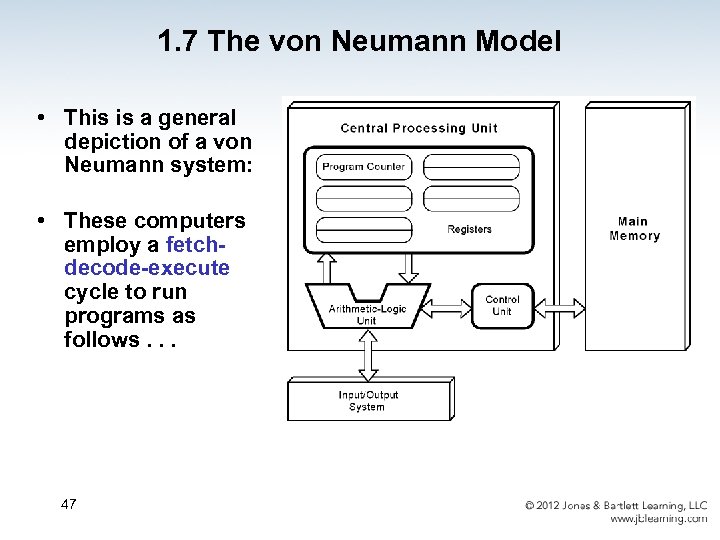 1. 7 The von Neumann Model • This is a general depiction of a