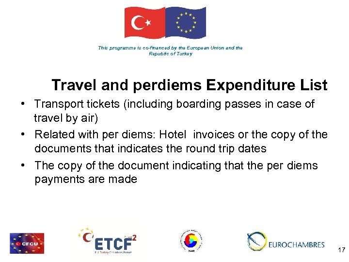 This programme is co-financed by the European Union and the Republic of Turkey Travel