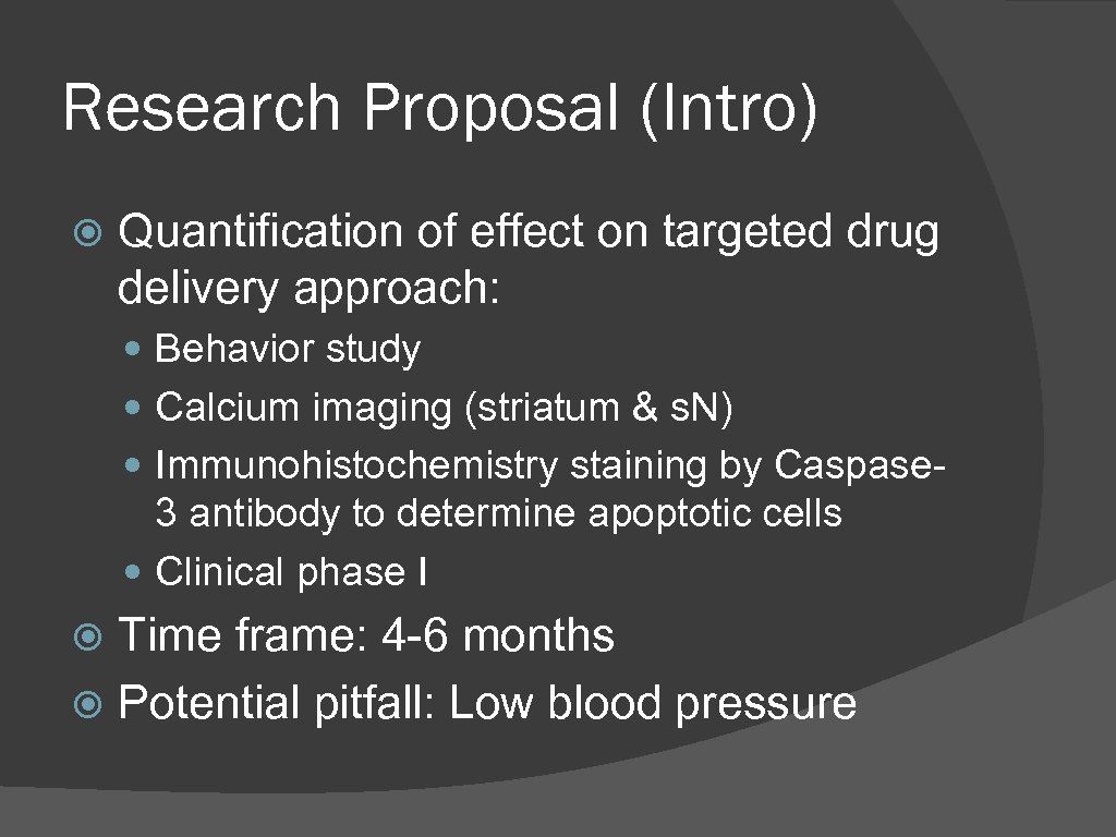 Research Proposal (Intro) Quantification of effect on targeted drug delivery approach: Behavior study Calcium