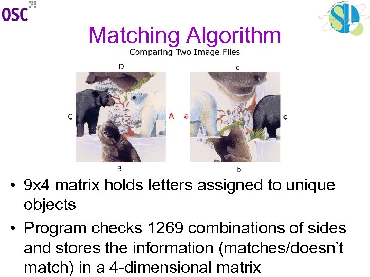 Matching Algorithm • 9 x 4 matrix holds letters assigned to unique objects •