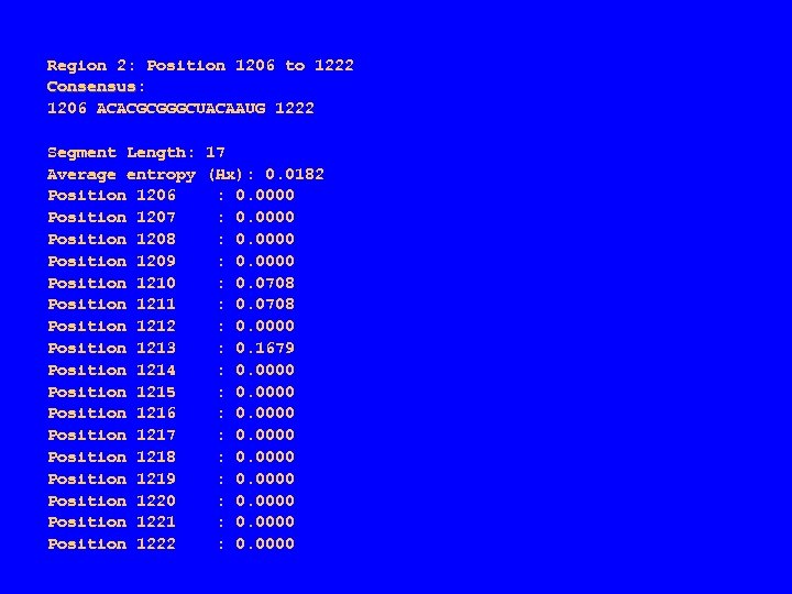 Region 2: Position 1206 to 1222 Consensus: Consensus 1206 ACACGCGGGCUACAAUG 1222 Segment Length: 17