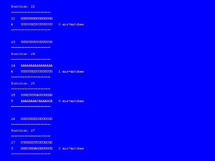 Position: 22 ‑‑‑‑‑‑‑‑‑‑‑‑ 22 GGGGGGGG 6 UUUUUUCUUUUU 0 mis ‑matches ‑‑‑‑‑‑‑‑‑‑‑‑ 23 UUUUUUUU ‑‑‑‑‑‑‑‑‑‑‑‑