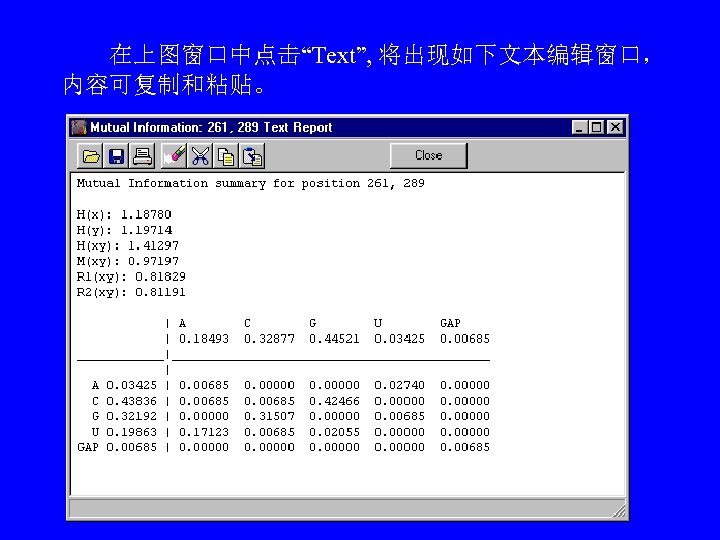 　　在上图窗口中点击“Text”, 将出现如下文本编辑窗口， 内容可复制和粘贴。 