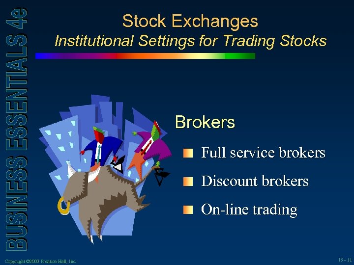 Stock Exchanges Institutional Settings for Trading Stocks Brokers Full service brokers Discount brokers On-line