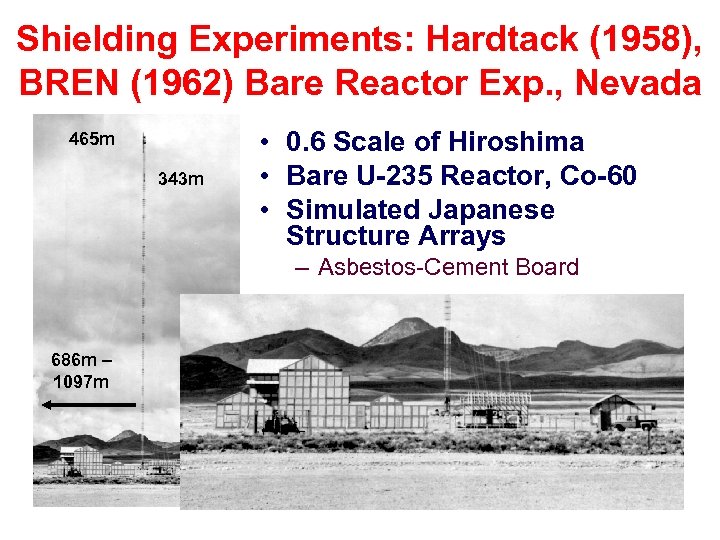 Shielding Experiments: Hardtack (1958), BREN (1962) Bare Reactor Exp. , Nevada 465 m 343
