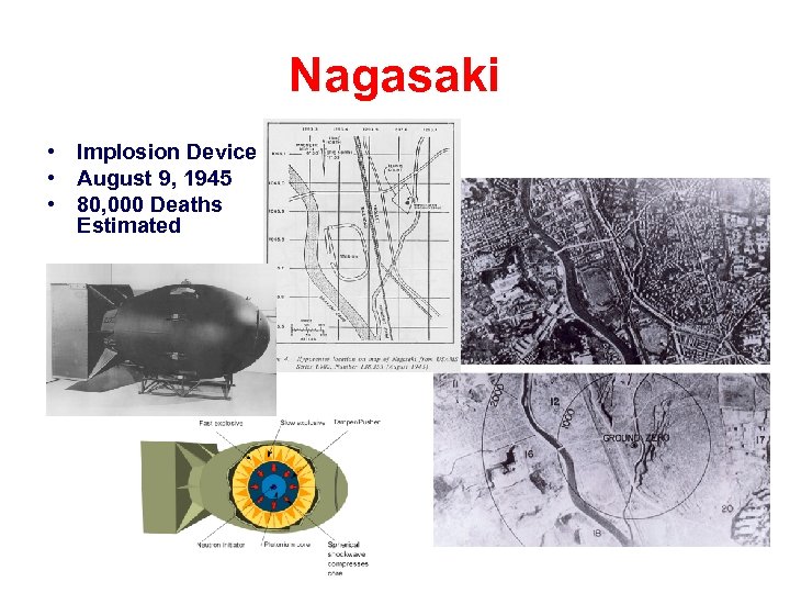 Nagasaki • Implosion Device • August 9, 1945 • 80, 000 Deaths Estimated 