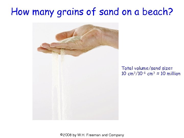 How many grains of sand on a beach? Total volume/sand size= 10 cm 3/10