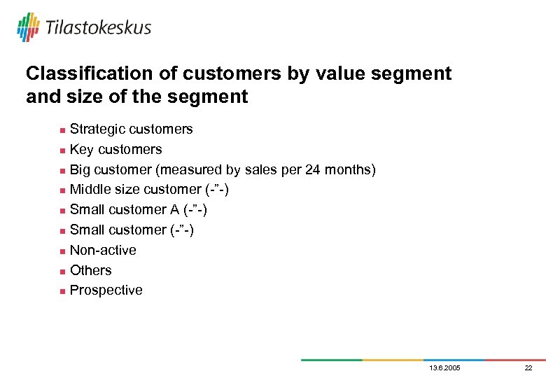 Classification of customers by value segment and size of the segment Strategic customers n