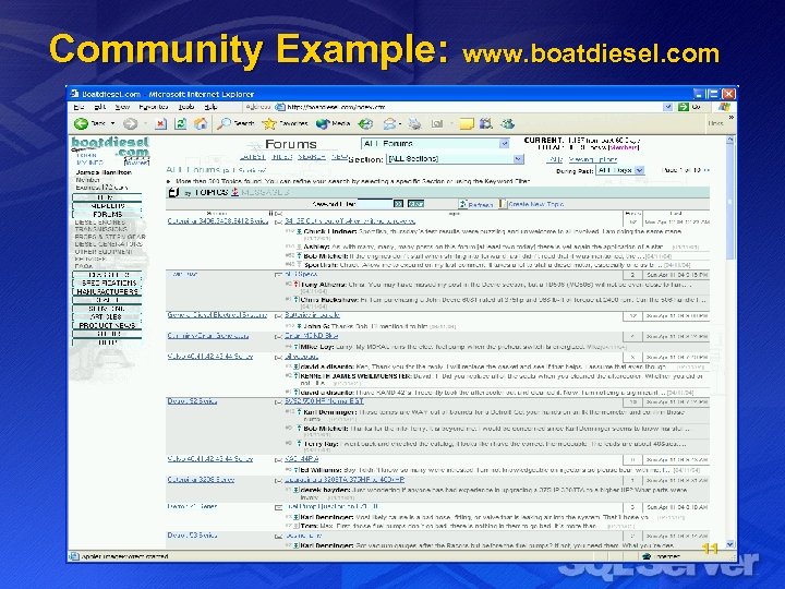 Community Example: www. boatdiesel. com 11 