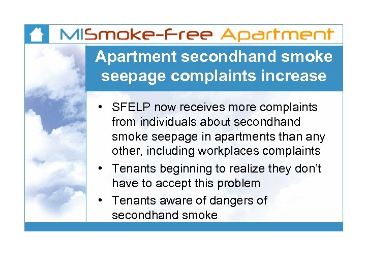 Apartment secondhand smoke seepage complaints increase • SFELP now receives more complaints from individuals