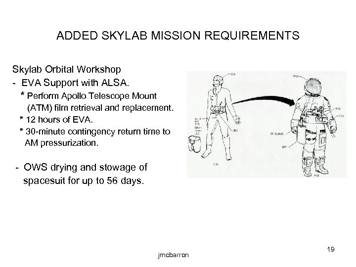 ADDED SKYLAB MISSION REQUIREMENTS Skylab Orbital Workshop - EVA Support with ALSA. * Perform