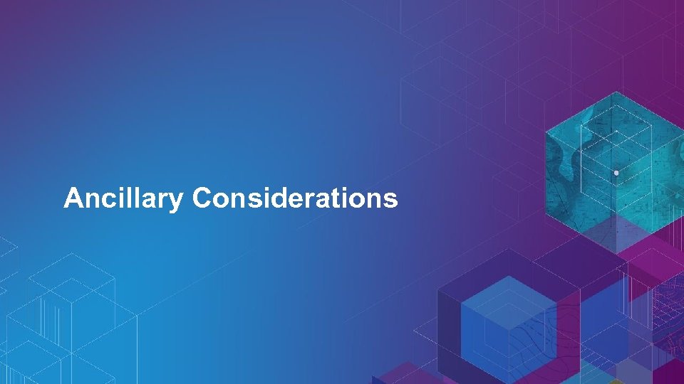 Ancillary Considerations 