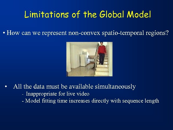 Limitations of the Global Model • How can we represent non-convex spatio-temporal regions? •