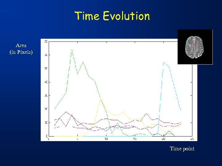 Time Evolution Area (in Pixels) Time point 