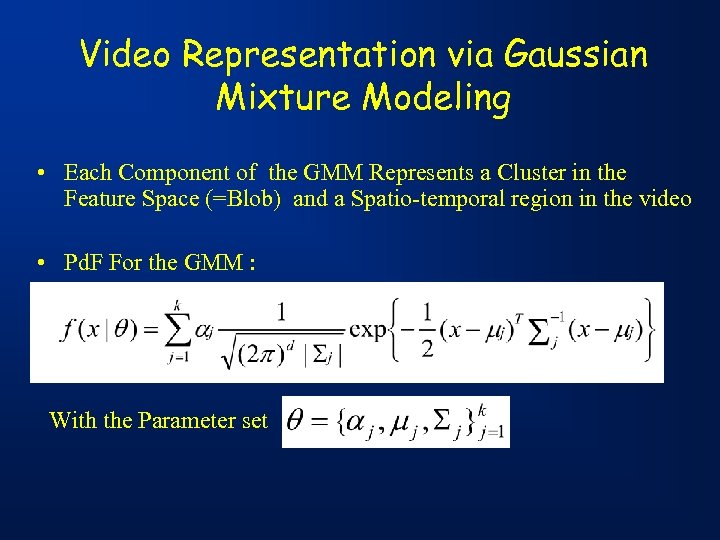 Video Representation via Gaussian Mixture Modeling • Each Component of the GMM Represents a