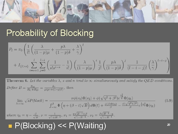 Probability of Blocking n P(Blocking) << P(Waiting) 20 