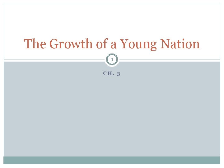 The Growth of a Young Nation 1 CH. 3 