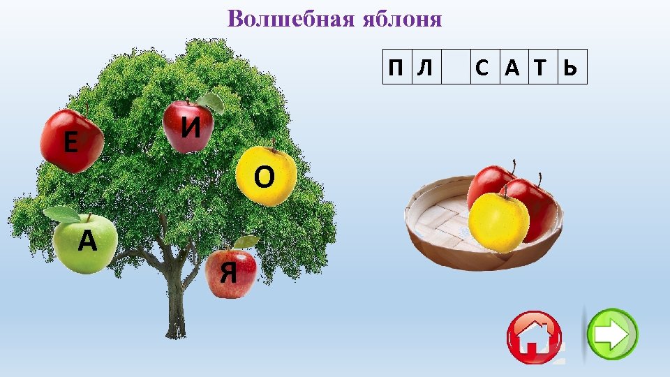 Волшебная яблоня П Л Я С А Т Ь Е А И О Я