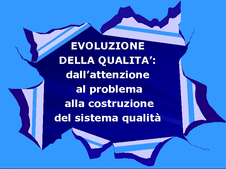 EVOLUZIONE DELLA QUALITA’: dall’attenzione al problema alla costruzione del sistema qualità 