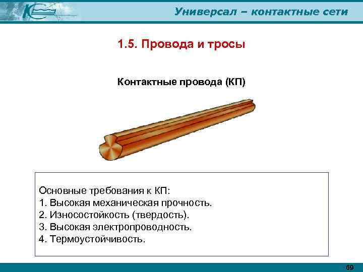 Универсал – контактные сети 1. 5. Провода и тросы Контактные провода (КП) Основные требования