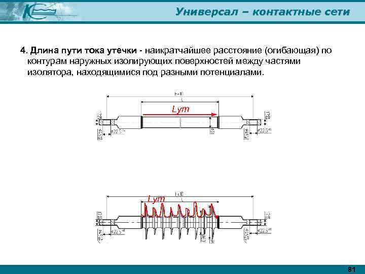 Универсал – контактные сети 4. Длина пути тока утечки - наикратчайшее расстояние (огибающая) по