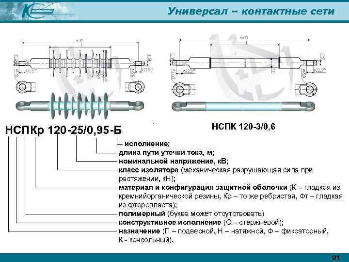 Универсал – контактные сети НСПКр 120 -25/0, 95 -Б НСПК 120 -3/0, 6 исполнение;