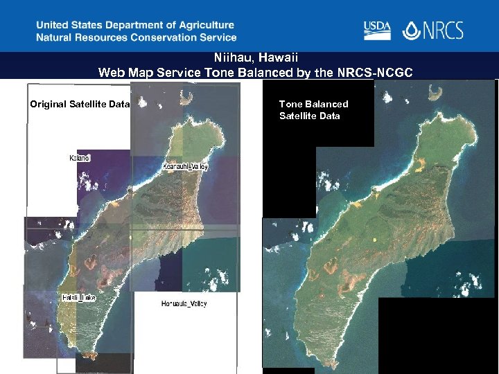 Niihau, Hawaii Web Map Service Tone Balanced by the NRCS-NCGC Original Satellite Data Tone