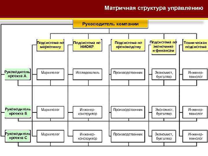 Матричная структура организации управления проектами предусматривающая ответственность руководителя