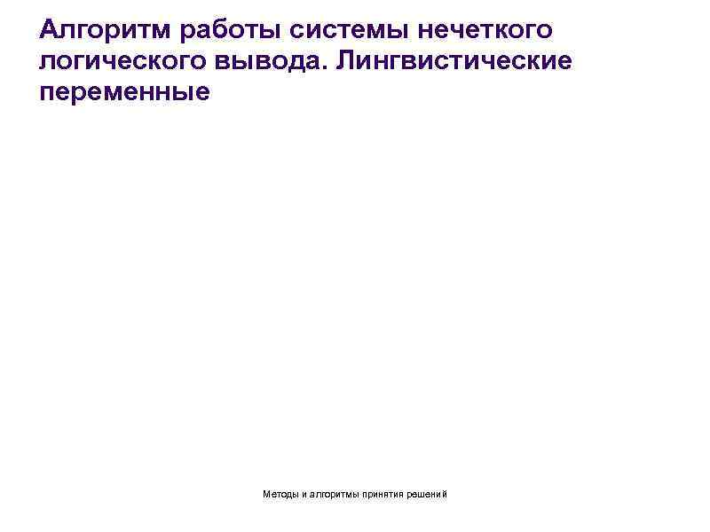 Алгоритм работы системы нечеткого логического вывода. Лингвистические переменные Методы и алгоритмы принятия решений 