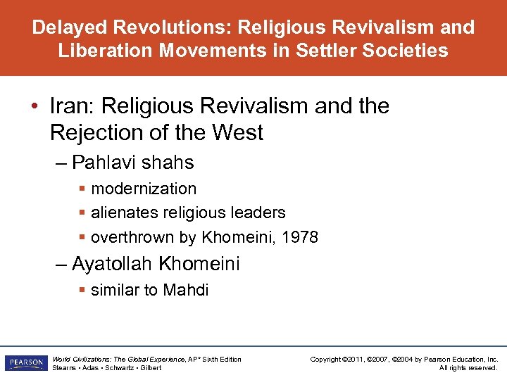 Delayed Revolutions: Religious Revivalism and Liberation Movements in Settler Societies • Iran: Religious Revivalism