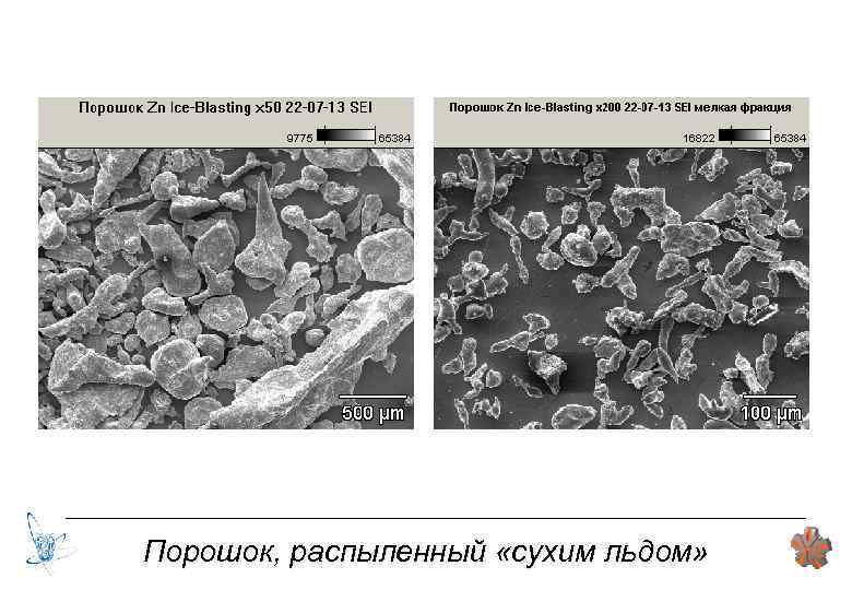 Порошок, распыленный «сухим льдом» 