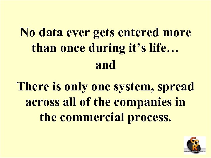 No data ever gets entered more than once during it’s life… and There is