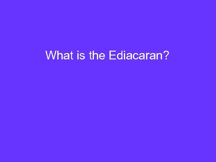 What is the Ediacaran? 