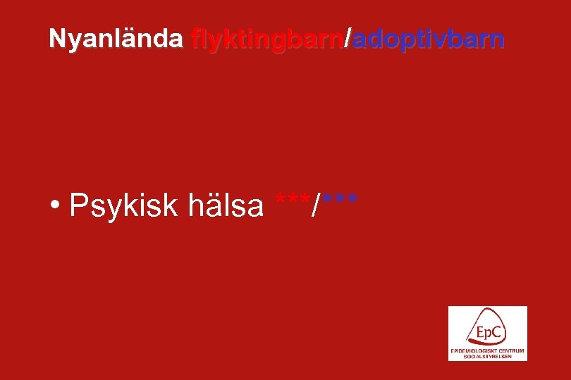 Nyanlända flyktingbarn/adoptivbarn • Psykisk hälsa ***/*** 
