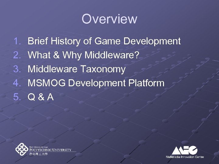 Overview 1. 2. 3. 4. 5. Brief History of Game Development What & Why